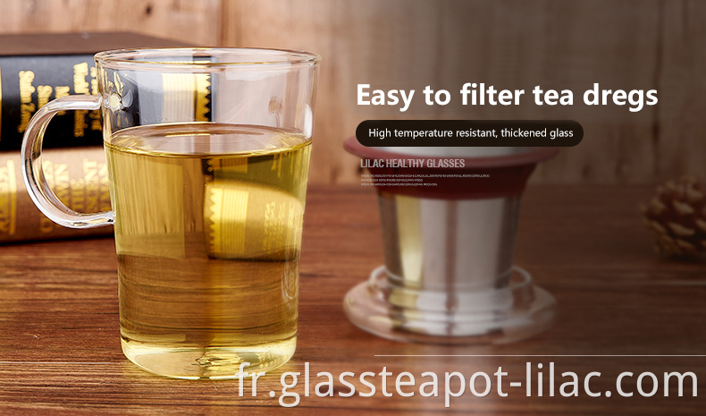 Échantillon gratuit lilas 480 ml / 500 ml fabricant fournisseur en gros tasse personnalisée thé vert luxe tasses en verre transparent avec couvercle et infuseur